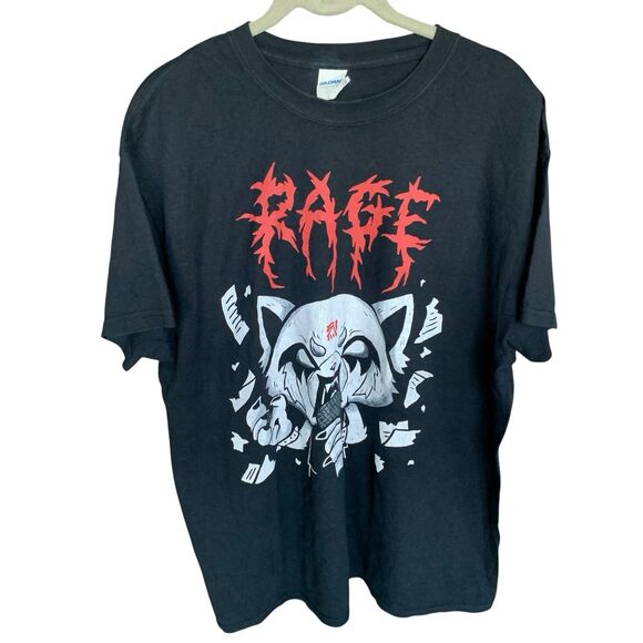 Vintage A Rage Turnbeutel Yeti Aggretsuko T-Shirt Mens Heavy Music DJ MC Black M - Picture 2 of 15